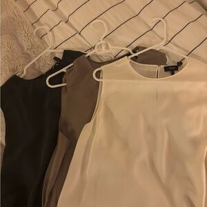 Theory Sleeveless Tops in Black, Tan, and Cream